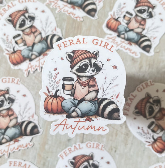 Feral Girl Autumn Sticker