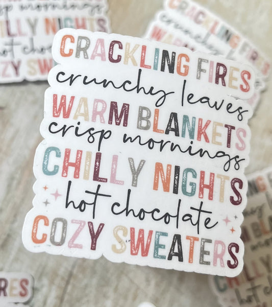 Chilly Nights & Cozy Sweaters Sticker